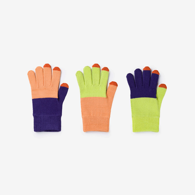 Pair and Spare Knit Touchscreen Gloves - Peach Lime