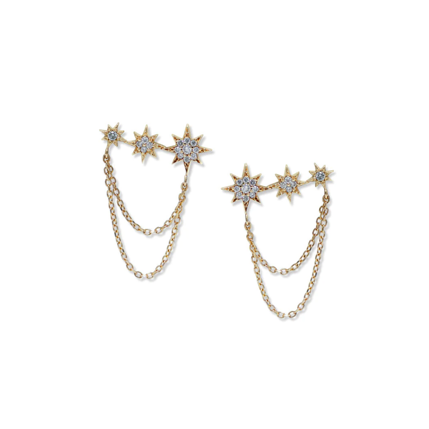Aztec North Star Trio with Chain Earrings - Single