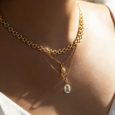 Leah alexandra gold panther chain necklace modeled