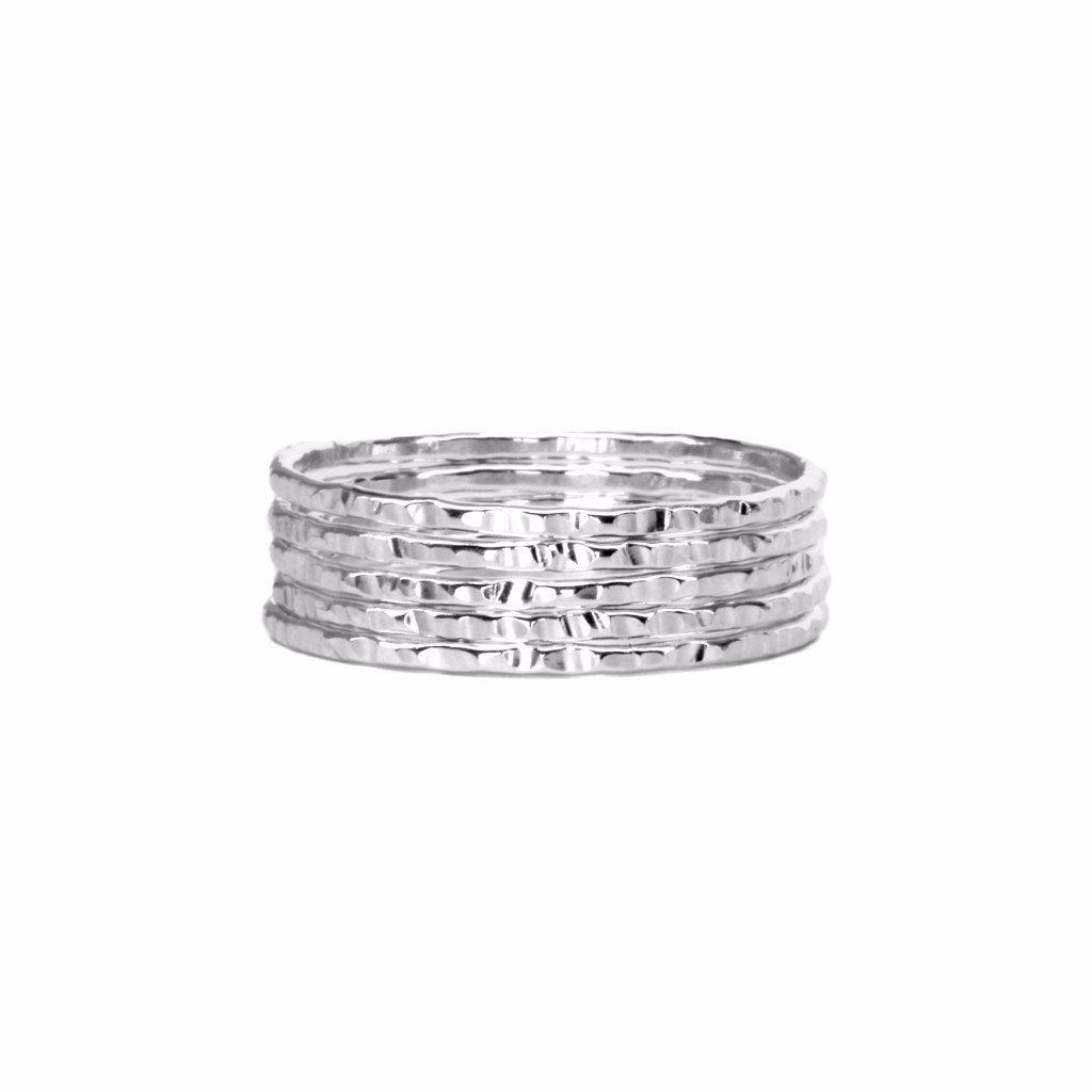 Sterling Silver Thin Hammered Stacking Ring