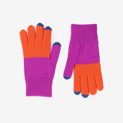 Verloop Colorblock Touchscreen Gloves - Poppy Magenta