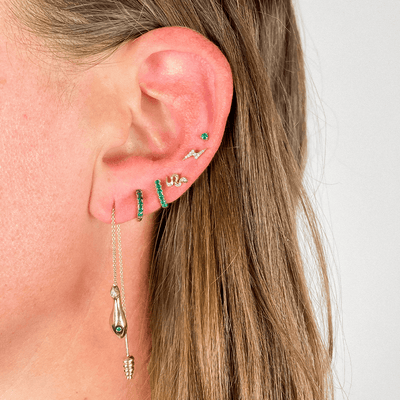 Porter Lyons Mini Snake Threaded Flat Back Earring | 14k Yellow Gold